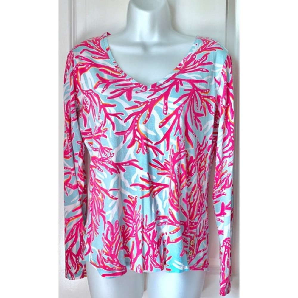 Lilly Pulitzer Long Sleeve Coral Print Shirt